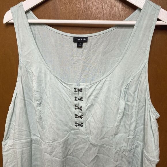 Torrid Babydoll Fit And Flare Sleeveless Top Tank Hook & Eye Size 2X Mint Green - Picture 3 of 9